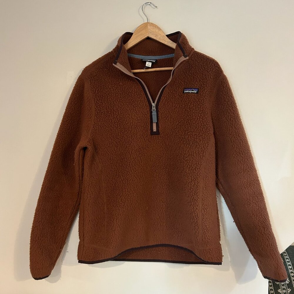 Patagonia Brown Women's Los Gatos fluffy quarter zip fleece sweater | L